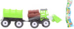 Traktor čelní nakladač set s vlekem a kládami dřeva plast