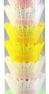 Míček plastový na badminton bílý + barevný košíček set 10ks v tubě
