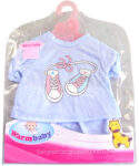 Oblečení pro panenky 42cm set modré triko a kalhoty na ramínku v sáčku