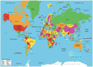 DINO Puzzle Mapa světa 66x47cm skládačka 82 dílků